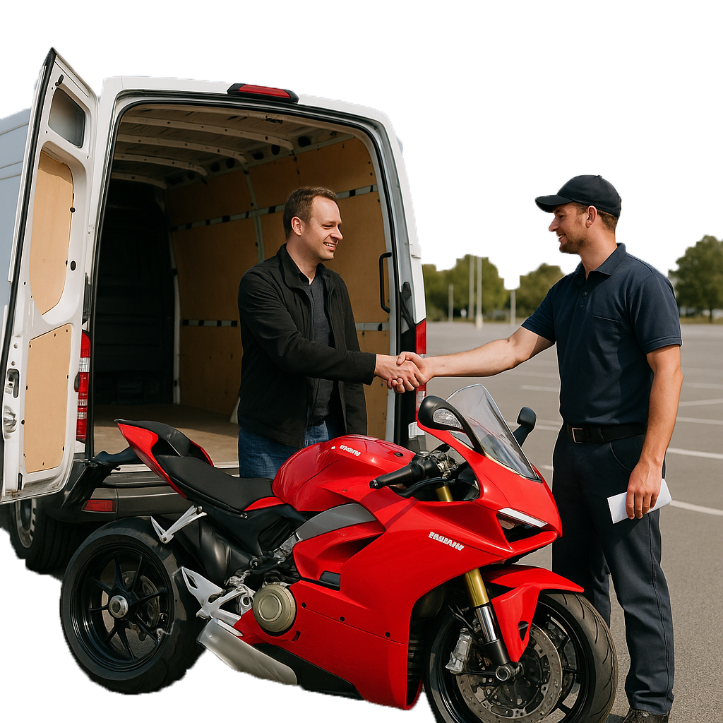 Step 3. Abschluss der Transaktion und Transport des Motorrads.