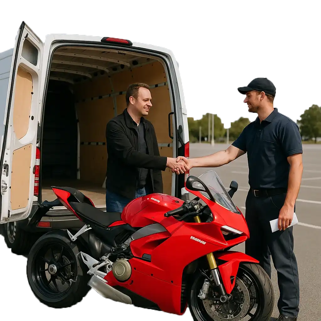 Step 3. Abschluss der Transaktion und Transport des Motorrads.